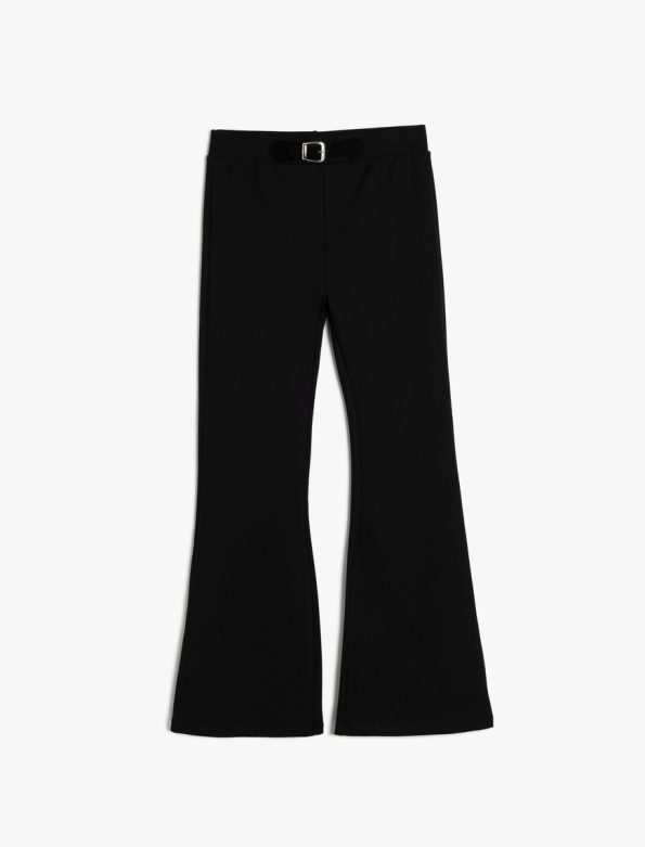Girls' Elastic Waist Flared Trousers in Viscose
