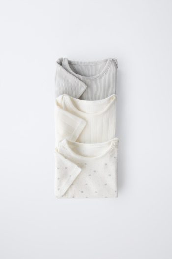 3-Pack of Short Sleeve Bodysuits with Twig Print