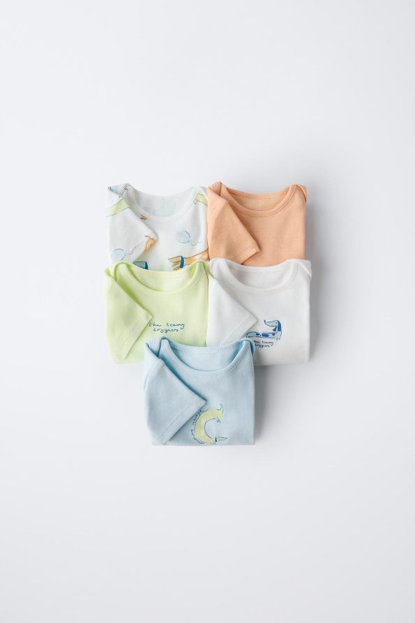 5-Pack of Puppy Print Bodysuits