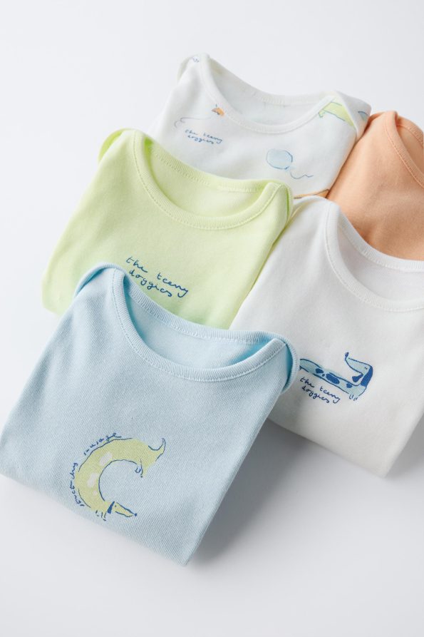 5-Pack of Puppy Print Bodysuits