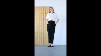BUSA Maternity Stretch Belly Band Adjustable Waist Mom Fit Classic Gabardine Pants Black
