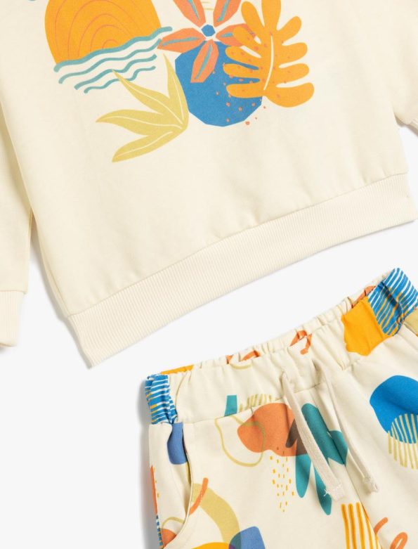 Boys' Cotton Printed Shorts and Sweatshirt Set