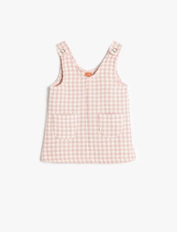 Girls' Midi Length Tweed Dress with Pockets in Cotton Blend