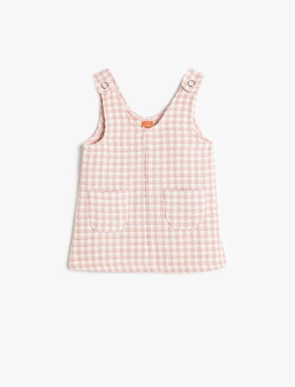 Girls' Midi Length Tweed Dress with Pockets in Cotton Blend