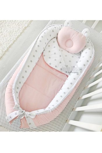Jaju Baby Nest Powder Gray Star Design Luxury Co-Sleeping Crib