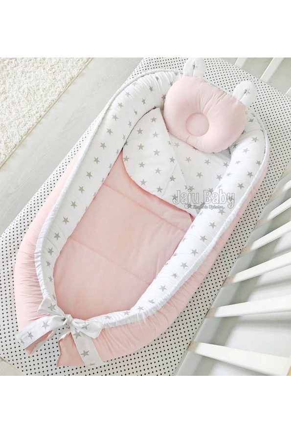 Jaju Baby Nest Powder Gray Star Design Luxury Co-Sleeping Crib