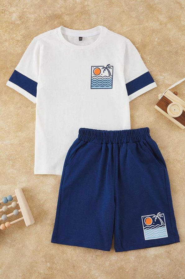 Trendyolmilla Kids Cream Cotton Printed Short Sleeve Set