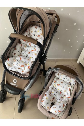Jaju Baby Muslin Fox Fabric Stroller and Pushchair Cushion Set