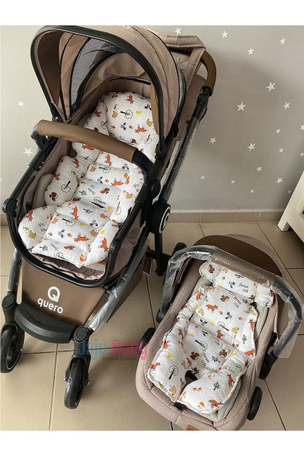 Jaju Baby Muslin Fox Fabric Stroller and Pushchair Cushion Set