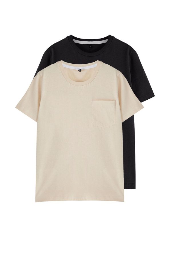 Trendyolmilla Kids Black-Beige 2-Pack Boys' 100% Cotton Basic Short Sleeve T-Shirt