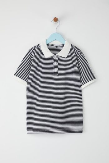 Trendyolmilla Kids Black Striped Short Sleeve Polo T-Shirt