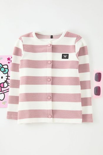 Trendyolmilla Kids Pink Striped Knit Cardigan