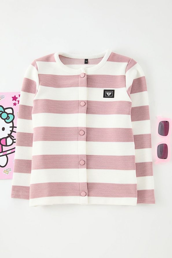 Trendyolmilla Kids Pink Striped Knit Cardigan