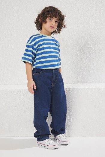 Trendyolmilla Kids Dark Blue Boys Balloon Fit Cotton Denim Jeans