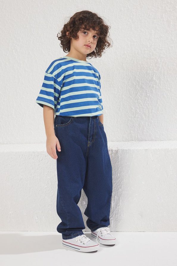 Trendyolmilla Kids Dark Blue Boys Balloon Fit Cotton Denim Jeans