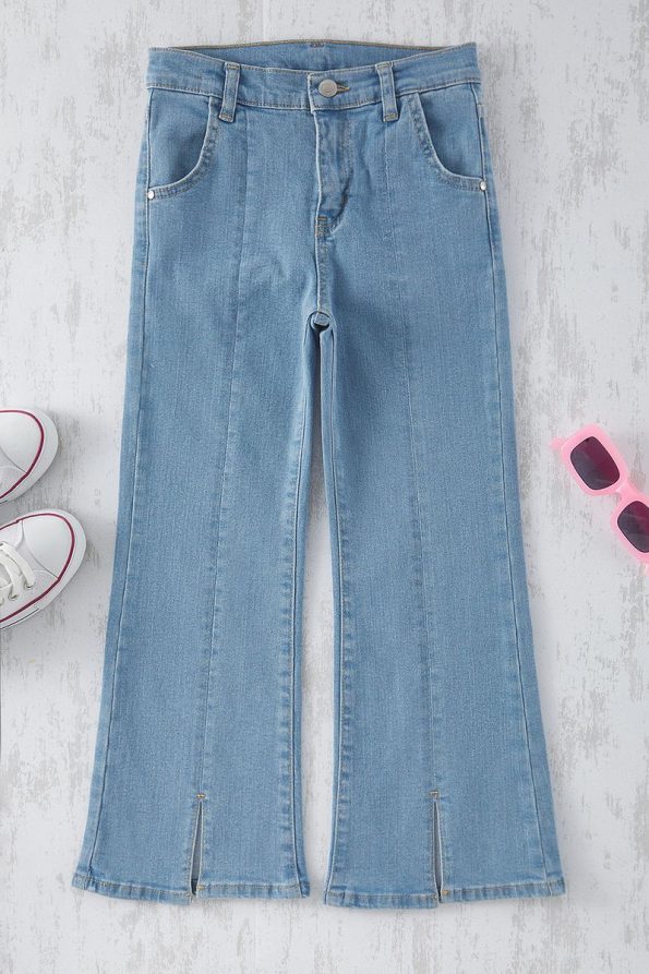Trendyolmilla Kids Light Blue Girls Wide Leg Denim Jeans