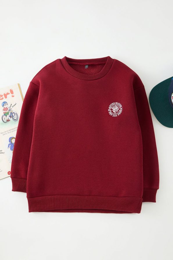 Trendyolmilla Kids Burgundy Printed Back Sweatshirt