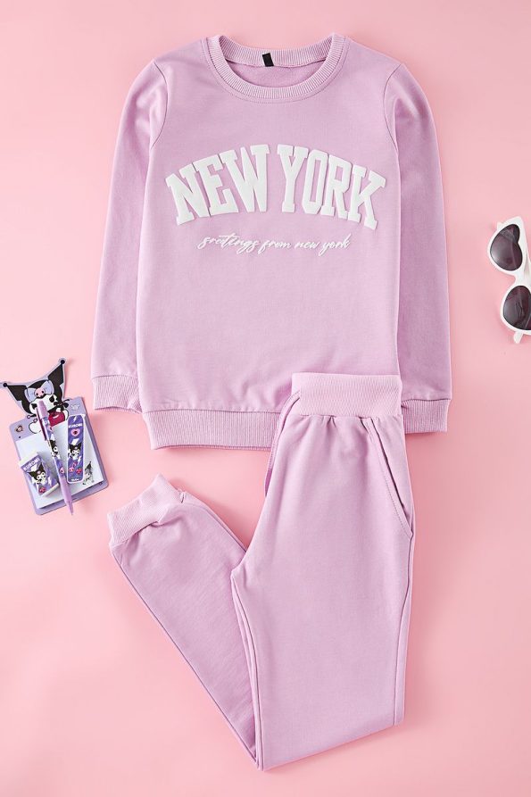 Trendyolmilla Kids Lilac Girl's Slogan Knit Set