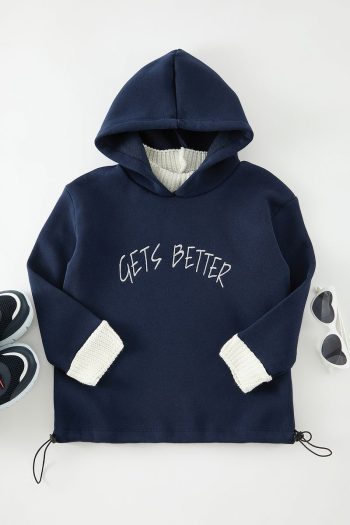 Trendyolmilla Kids Navy Blue Printed Mini Me Sweatshirt