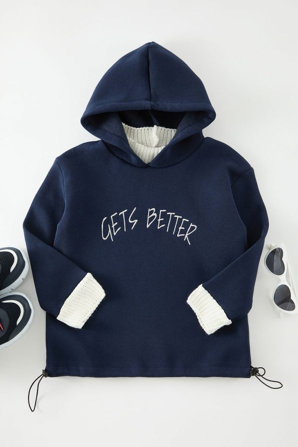 Trendyolmilla Kids Navy Blue Printed Mini Me Sweatshirt