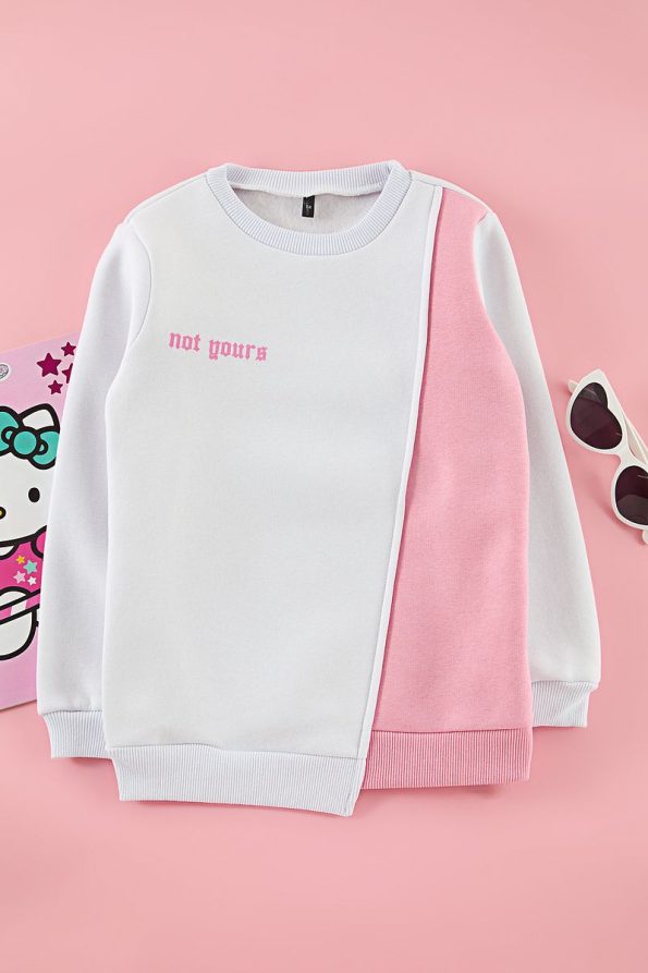 Trendyolmilla Kids White Girls Printed Back Mini Me Sweatshirt