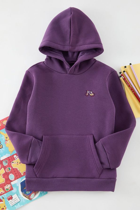 Trendyolmilla Kids Purple Unisex Printed Cotton Mini Me Hoodie Sweatshirt