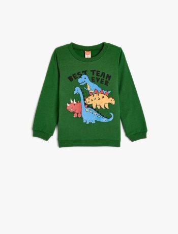 Boys' Dinosaur Print Long Sleeve Cotton Sweatshirt