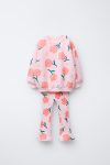 Girls' Cotton Pink Floral Sweatshirt and Flared Leggings Set