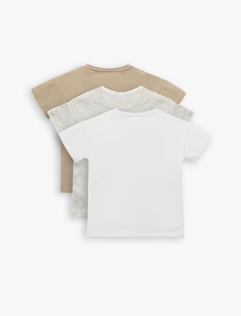 Boys' Cotton Short Sleeve Crew Neck 3-Pack Basic T-Shirt Set