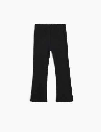 Girls' Basic Spanish Flare Leggings with Pocket and Slit Detail