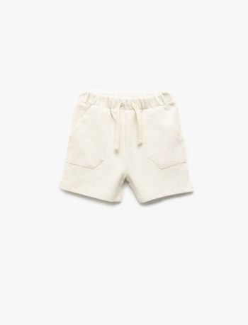 Boys' Cotton Basic Shorts with Drawstring and Pocket Detail