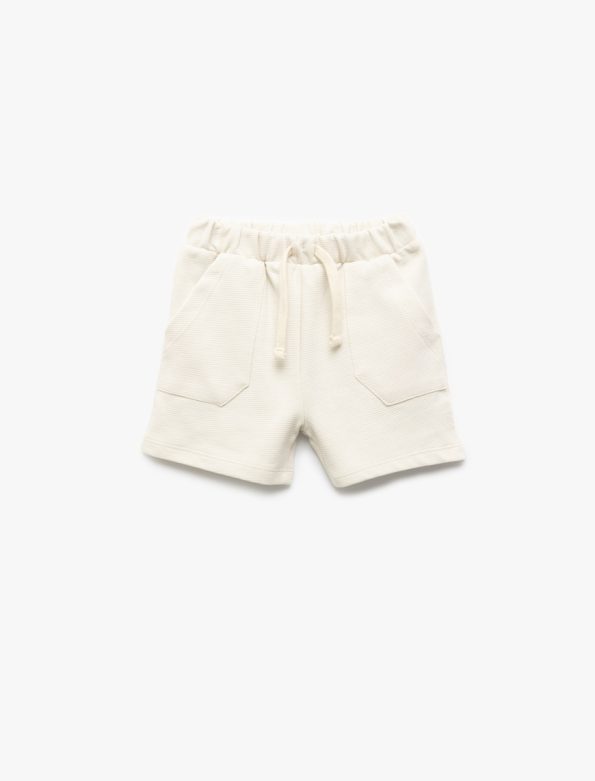 Boys' Cotton Basic Shorts with Drawstring and Pocket Detail