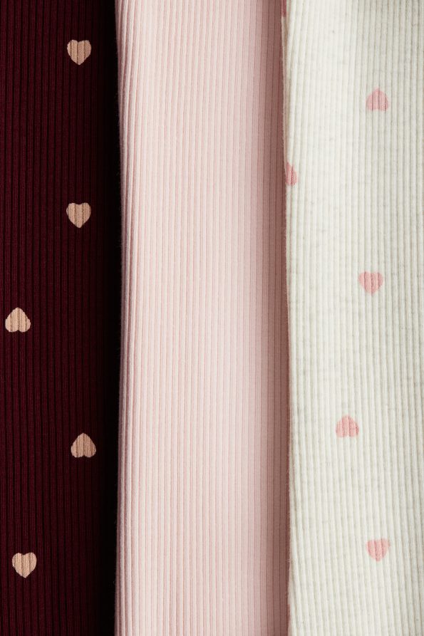Set of 3 Cotton and Ribbed Leggings