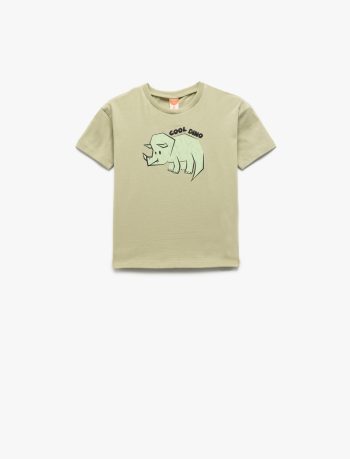 Boys' Cotton Short Sleeve Dinosaur Print T-Shirt