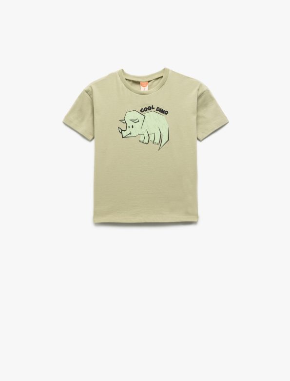 Boys' Cotton Short Sleeve Dinosaur Print T-Shirt