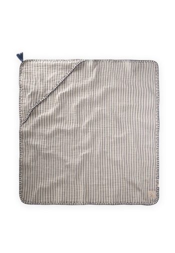 Double Layer Handcrafted Muslin Triangle Towel 75X75 cm Indigo Striped