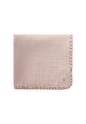 Double Layer Handcrafted Muslin Triangle Towel 75X75 cm Pink Striped