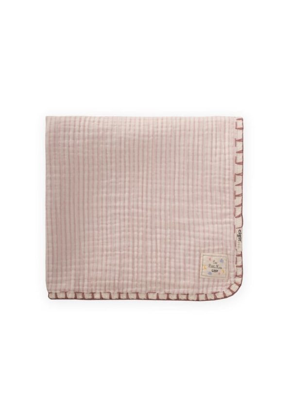 Double Layer Handcrafted Muslin Triangle Towel 75X75 cm Pink Striped