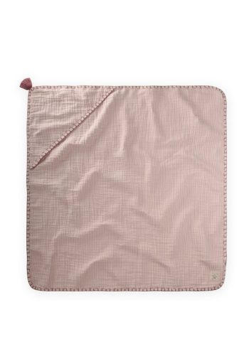 Double Layer Handcrafted Muslin Triangle Towel 75X75 cm Pink Striped