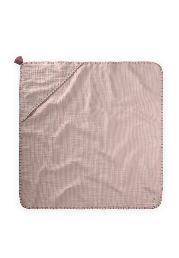 Double Layer Handcrafted Muslin Triangle Towel 75X75 cm Pink Striped