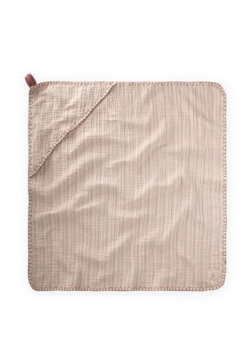 Double Layer Handcrafted Muslin Triangle Towel 75X75 cm Light Pink Striped