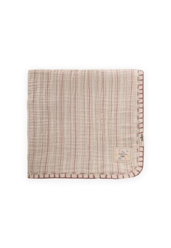 Double Layer Handcrafted Muslin Triangle Towel 75X75 cm Light Pink Striped