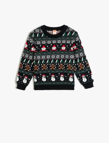 Boys' Long Sleeve Christmas Pattern Knitted Sweater