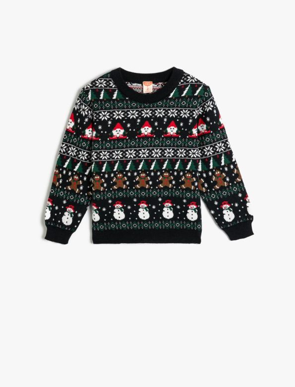 Boys' Long Sleeve Christmas Pattern Knitted Sweater