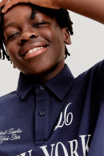 Text Patterned Polo Shirt