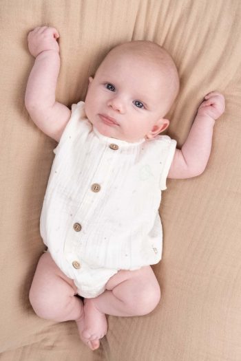 Organic Cotton Muslin Ecru Baby Sleeveless Bodysuit