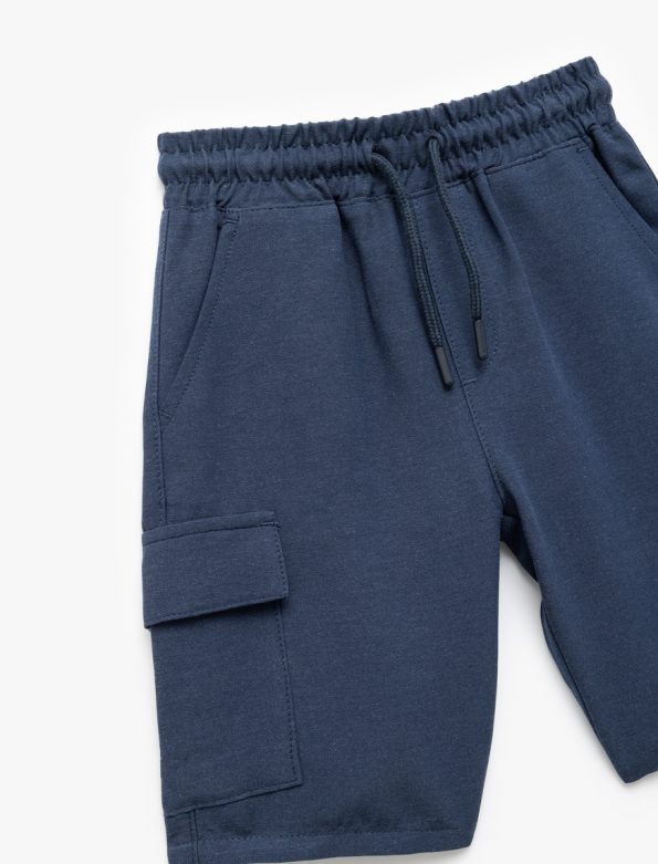 Boys' Cargo Shorts with Drawstring Waist in Linen and Viscose Blend