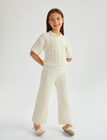 Girls' Chunky Knit Wide-Leg Pants