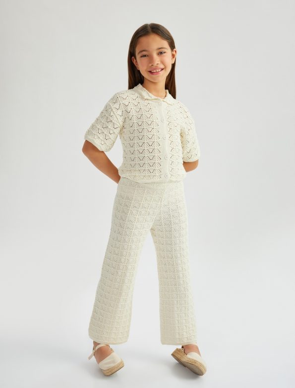 Girls' Chunky Knit Wide-Leg Pants