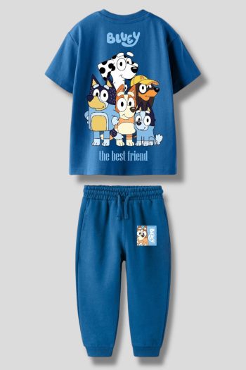 Unisex Children's Bluey Printed Short Sleeve T-Shirt and Elastic Waist Pants Set